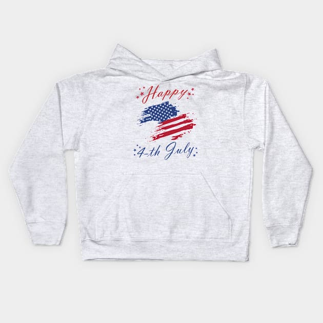 Happy 4-th of July Independence Day Kids Hoodie by NuttyShirt